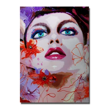 

Free Shipping Beautiful Flower Girl Oil Painting on Canvas Living Room Wall Decor High Quality Pop Art Painting Big Size