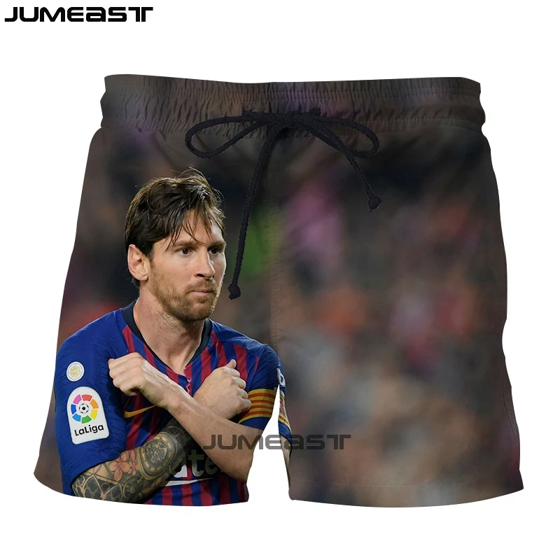 Jumeast Брендовые мужские/женские 3D принты "Футбол" Звезда Lionel Messi шорты летние быстросохнущие пляжные повседневные спортивные брюки короткие брюки