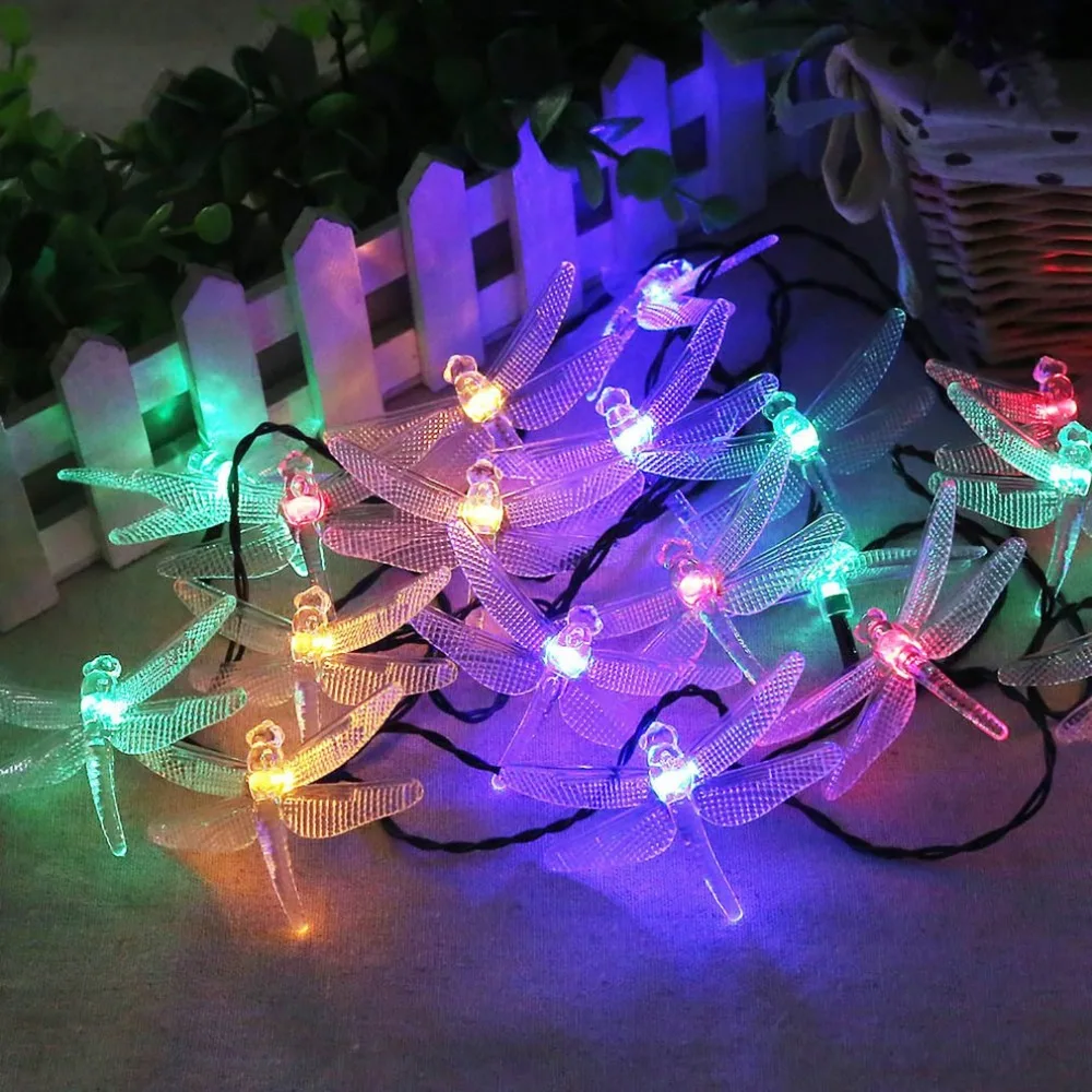 19 7ft 30 Led Solar Christmas Light 8 Modes Solar Dragonfly Fairy