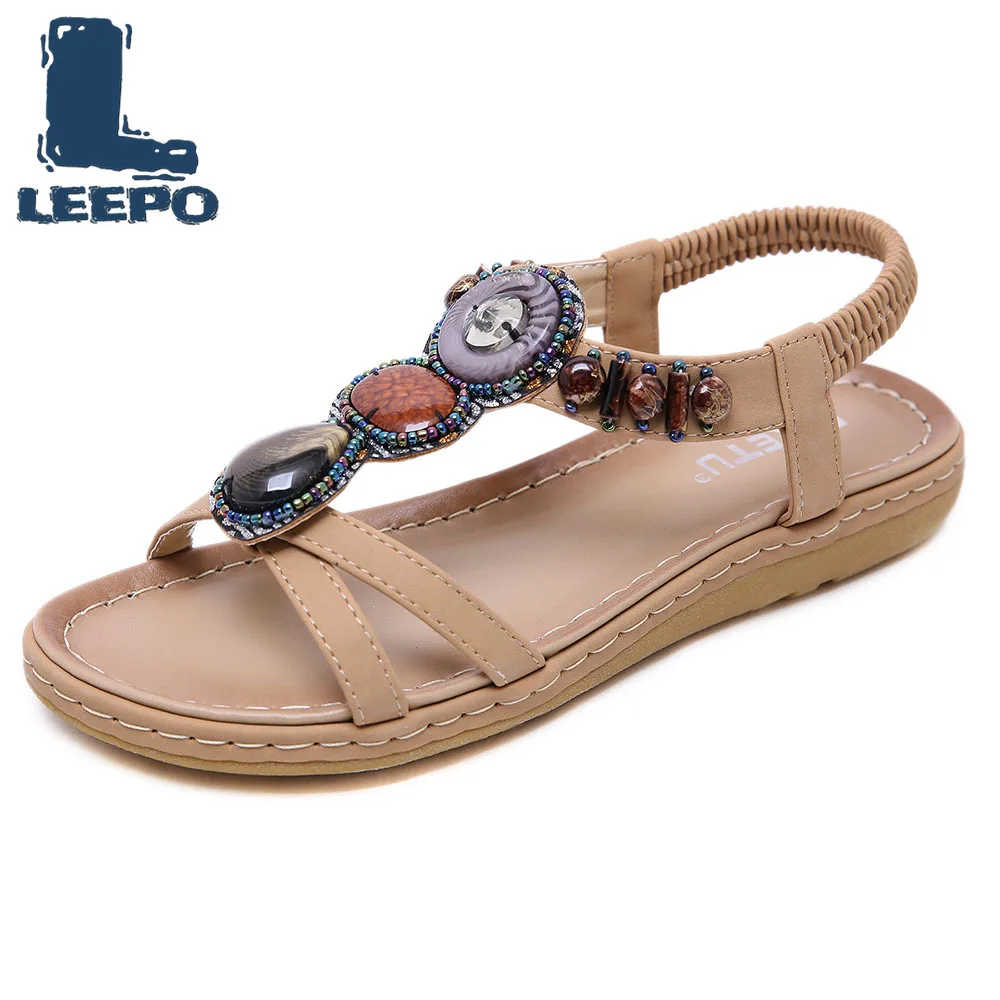 

Gladiator Shoes Women Gemstone Beaded Diamond Peep Toe Flat Sandles Woman Handmade Summer Boho Shoes Fenty Beauty Sandals
