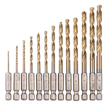 High Qulaity 13pcs/lot HSS High Speed Steel Titanium Coated Drill Bit Set 1/4 Hex Shank 1.5-6.5mm Titanium Drill Power Tool High Qulaity 13pcs/lot HSS High Speed Steel Titanium Coated Drill Bit Set 1/4 Hex Shank 1.5-6.5mm Titanium Drill Power Tool