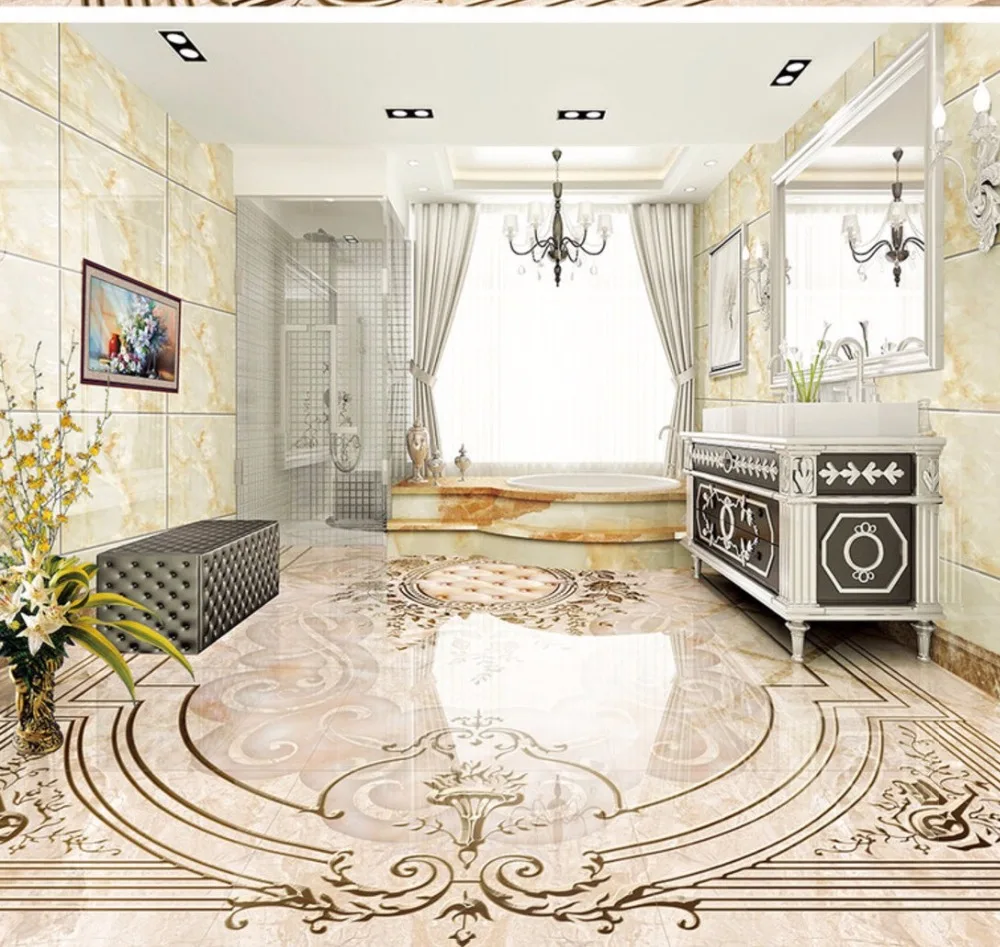 Wellyu пользовательские полы 3d высокого класса Европейский стиль нефритовый рельеф обой гостиной спальни торговый пол плитка papel де parede