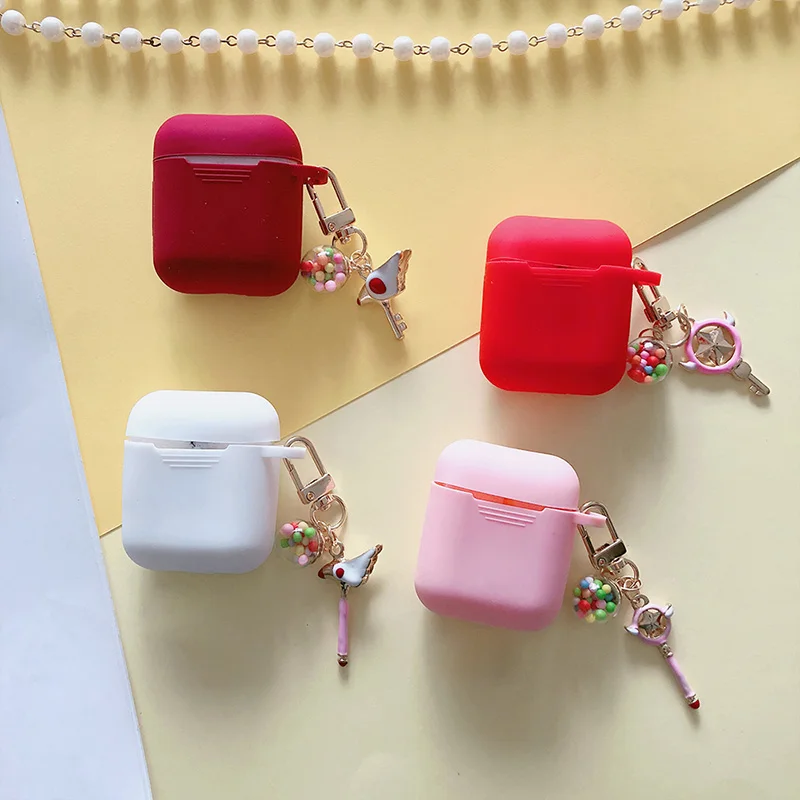 

Cute Japan Cartoon Bird Star Key Ring For Apple AirPods Case Silicone Earphone Protective Cover Bluetooth Headset Accessories