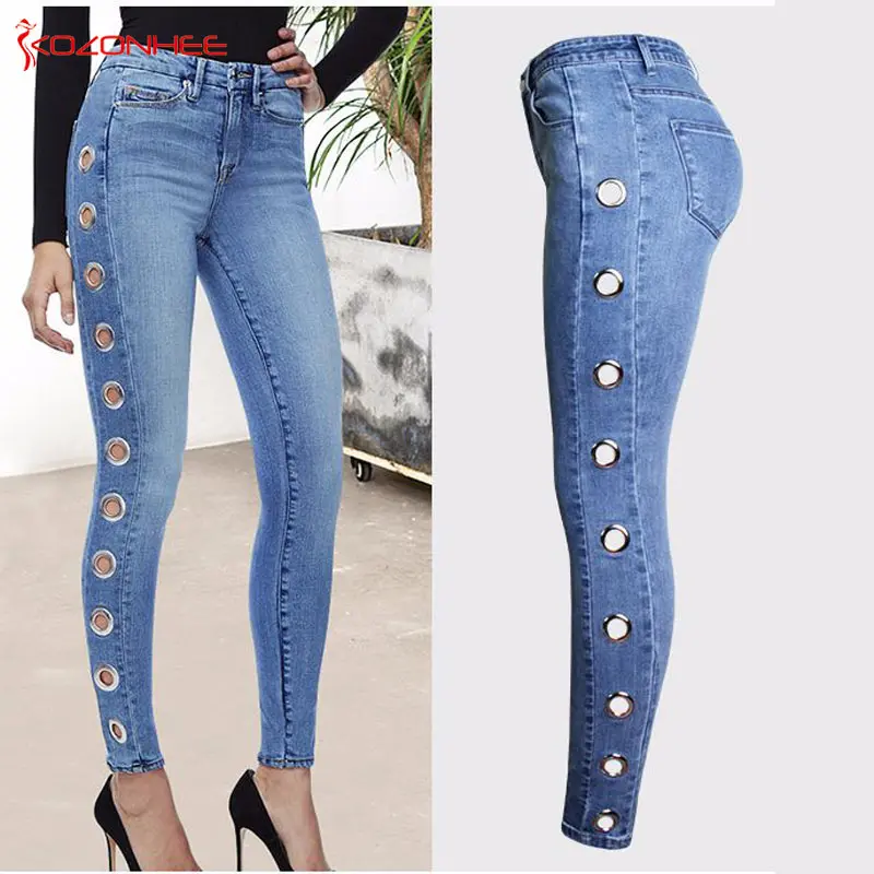Размера плюс с эластичными боковыми джинсы с прорехами для Для женщин с Высокая Талия тянущиеся джинсы скинни, карандаш брюки для Для женщин большие размеры#113