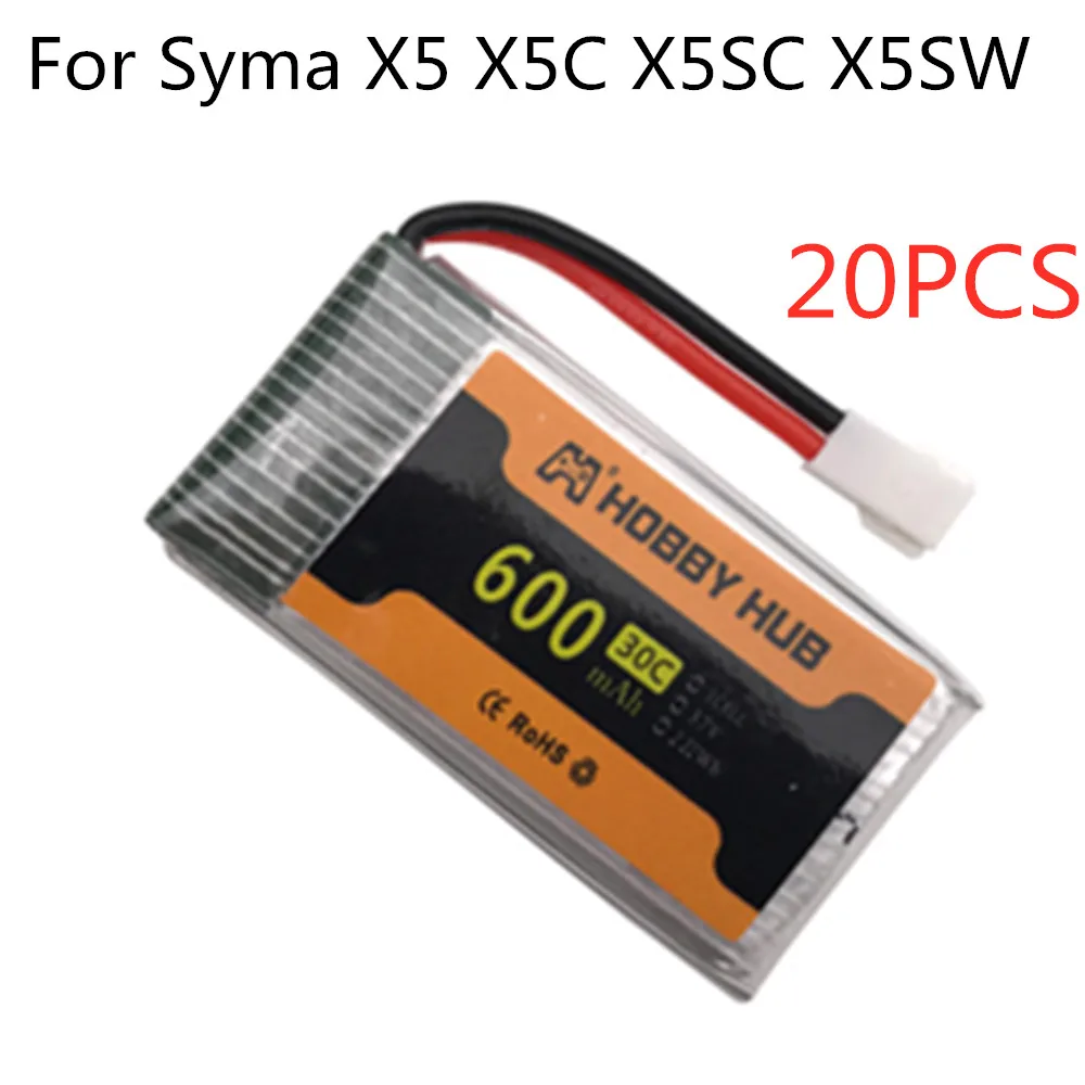 

Lipo Battery 3.7V 600mAh 30C For Syma X5 X5C X5SC X5SW H5C CX-30 M68 905 RC Quadcopter Drone Spare Part 802540 20pcs/lot