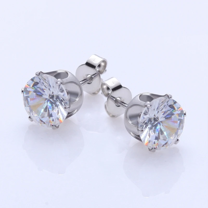 8Pairs/Set Stainless Steel Zircon Rhinestone Ear Studs Earrings Jewelry