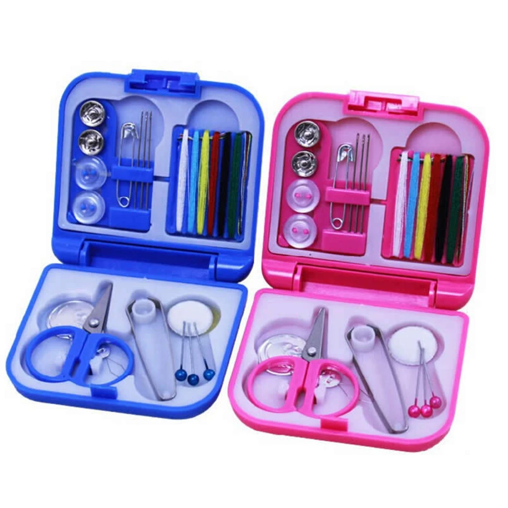 

Random Color Portable Home Travel Plastic Sewing Kits Sewing Needles Threads Box Set Storage Box Sewing Tools