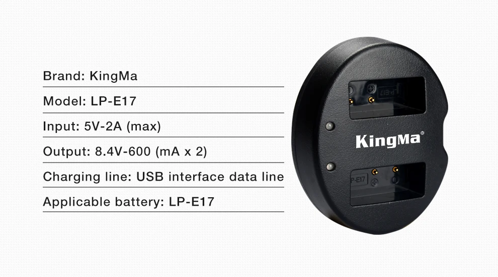 KingMa LP-E17 LP E17 LPE17 USB двойной Зарядное устройство для Canon EOS M3 EOS Rebel T6i T6s EOS 750D 760D 8000D поцелуй X8i Камера