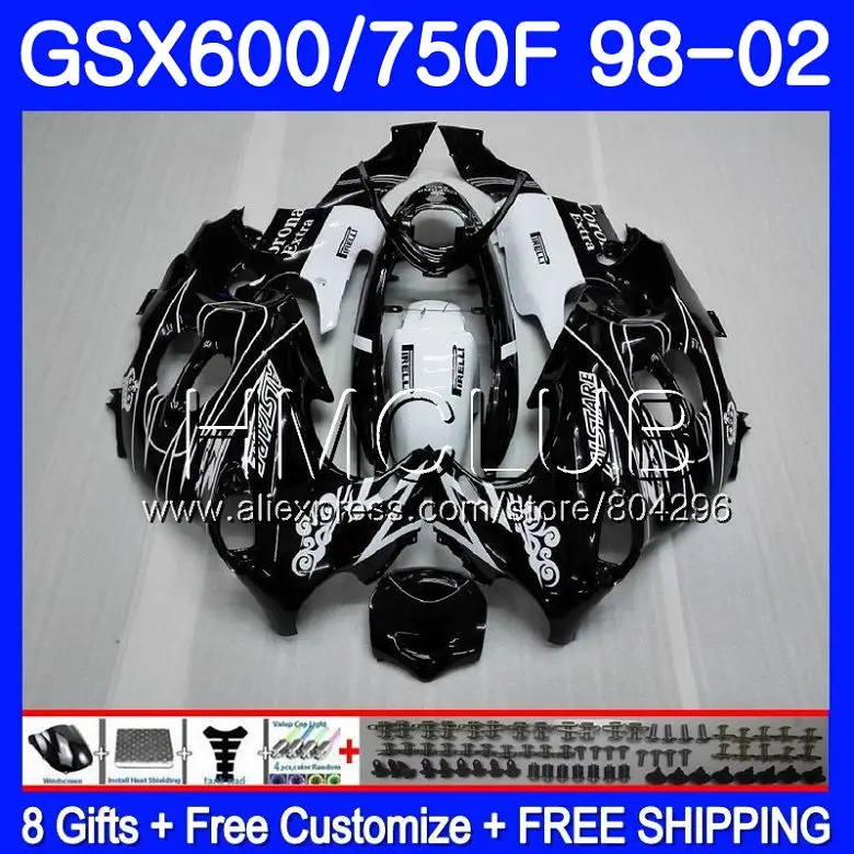 

Black CORONA Bodys For SUZUKI KATANA GSXF 750 600 GSXF750 98 99 00 01 02 2HM17 GSX750F GSXF600 1998 1999 2000 2001 2002 Fairing