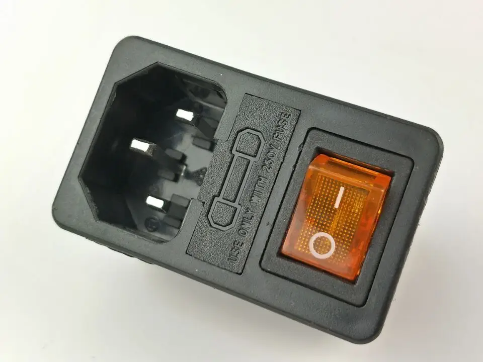 Кулисный выключатель с плавким предохранителем IEC 320 C14 Входной разъем питания предохранитель переключатель вилка соединителя разъём 4 - Цвет: Оранжевый