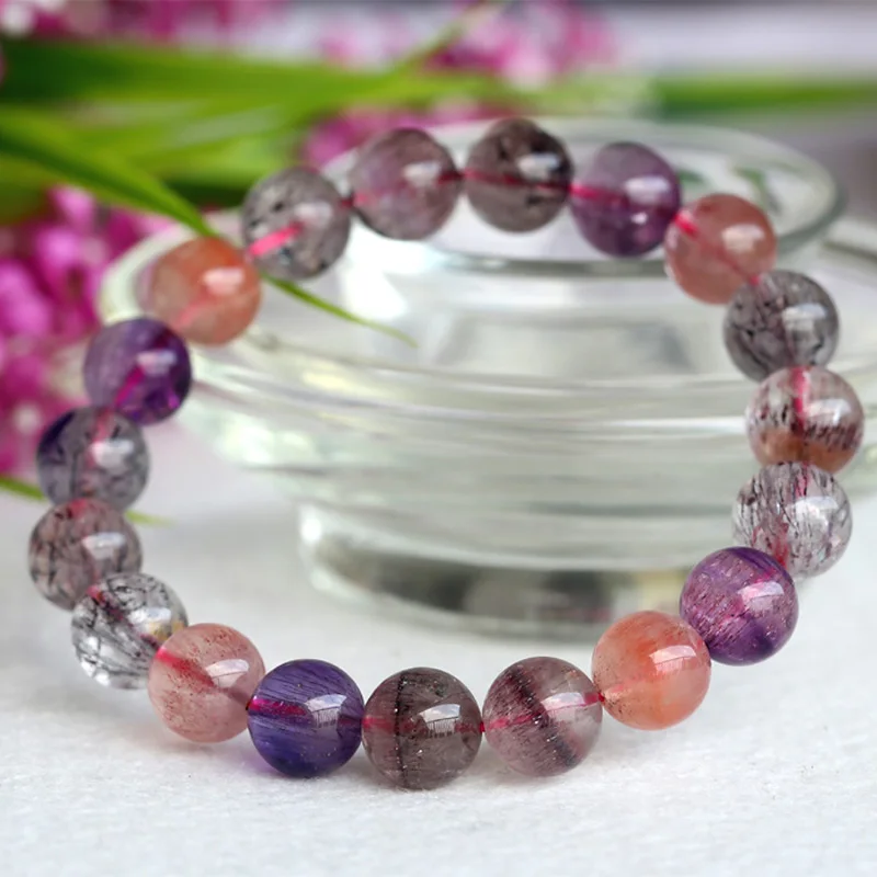 

Wholesale Natural Genuine Multi Colors Mix Super Seven 7 Finish Stretch Bracelet Round Beads Melody Stone 10mm 04033