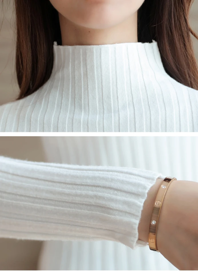 Tee Shirt Femme 2018 Autumn Winter Turtleneck Tshirt Women Knitted Super Stretch Women Clothes Top Fashion Feminina blusa