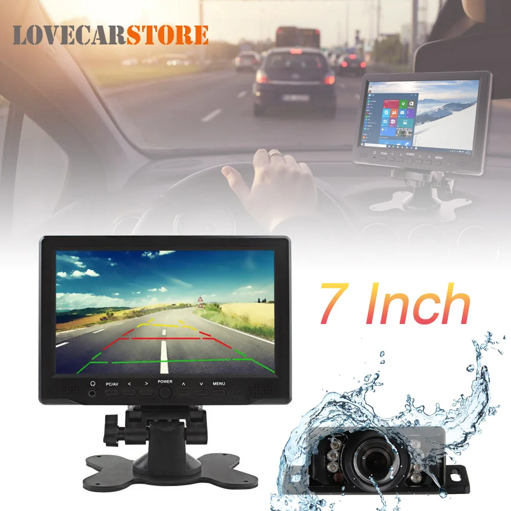 7 inch tft lcd car rear view parking monitor support av vga hdmi