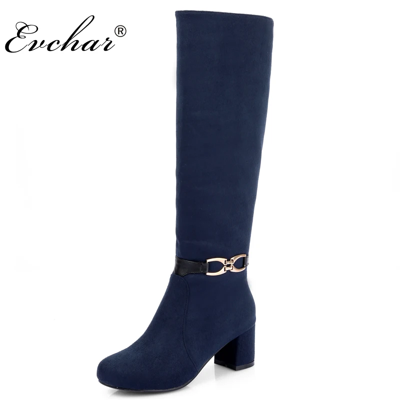 

Fashion Buckle Knee High Thick High Heels martin Boots Pointed toe Shoes Woman Autumn Winter Boots Cool Winter Shoes size 33-43