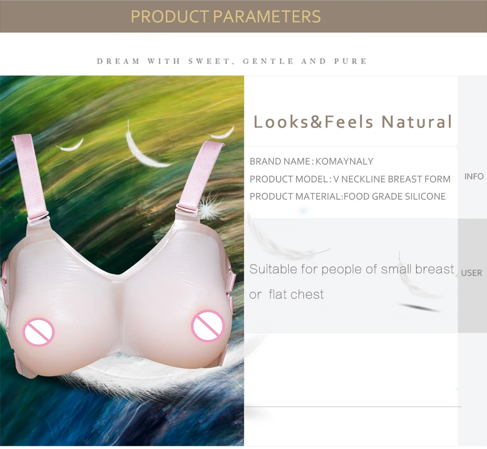 Komaynaly Strap-on Silicone Breast Forms Realistic Nipple Fake Boobs for Crossdresser Cosplay09