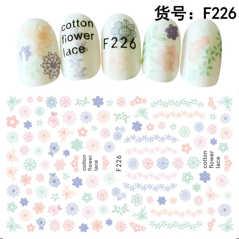 1 Sheet Pink Plum/Garden Flowers/Dande 3D Embossed Nail Sticker Flower Adhesive DIY Manicure Slider Nail Art Tips