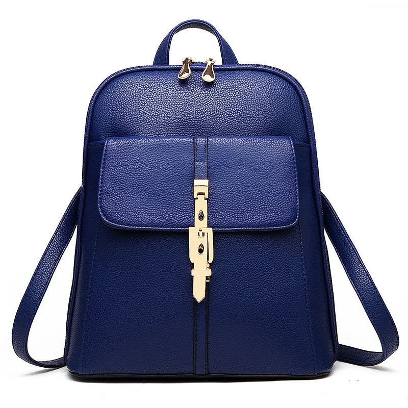 

Fashion Women Backpack Solid Color PU Leather Zipper Bag For Girl Female Designer Bolsas Shoulder Bag Student Backpack Mochila