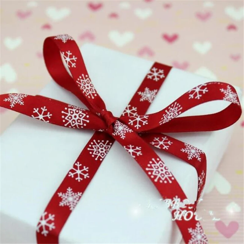 

Snowflark Printed Ribbon For DIY Christmas New Year Decoration Gift Wrapping Sewing Craft DIY Xmas Party Wrapping Decor Material