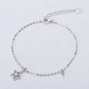 

Star 925 Sterling Silver Pearl Bracelet Mountings Fashion Bangle Findings Jewelry Parts Fittings Accessories, 3pcs/lot