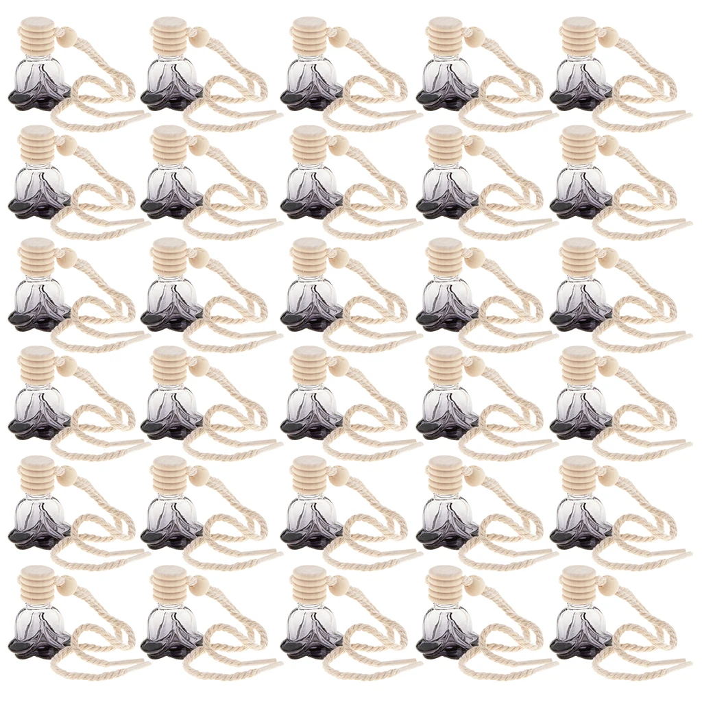 30pcs 10ml Flower Shape Empty Perfume Bottle Pendant Car Hanging Ornament Home Decoration