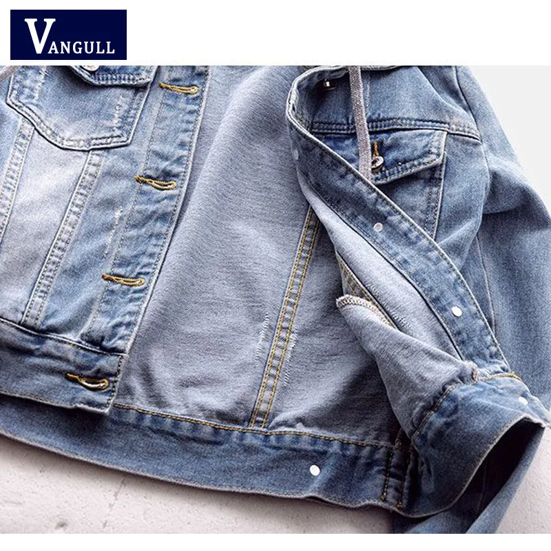 VANGULL женские джинсовые куртки 2019 новые весенние осенние с длинным рукавом