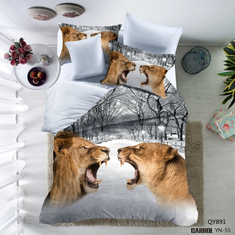 

New 3D Duvet Cover Set High Quality Twin Full Queen Bedding Set Duvet cover set Bedding set USA CA Size Animal lion
