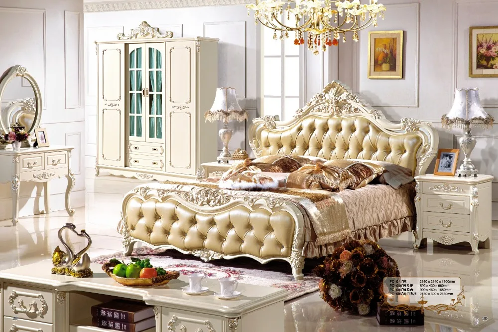 italian bedroom furniture gold luxury antique design carved wood bed