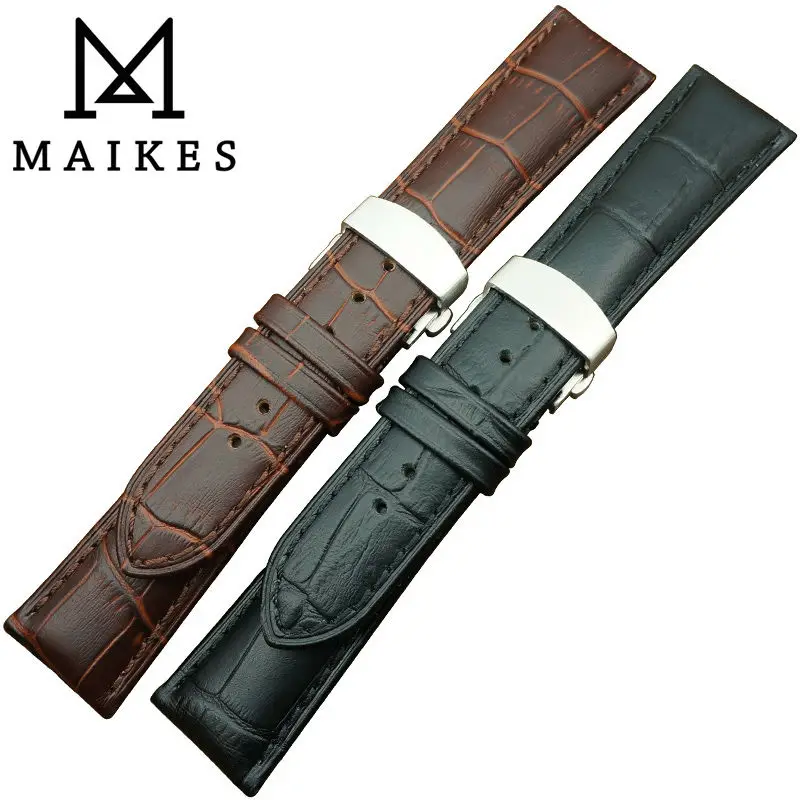 Ремешок для часов MAIKES из натуральной кожи мужской коричневый браслет с пряжкой