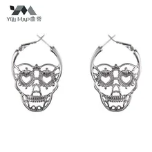 Дизайн, серьги-гвоздики в виде черепа для женщин, серебро, золото, черный цвет, мужские серьги в стиле панк-рок, ювелирные изделия в виде скелета