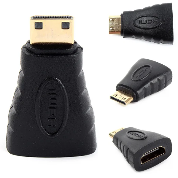 Эдаль мини HDMI к HDMI позолоченный Мужской к женскому AV штекер адаптер конвертер - Цвет: Черный