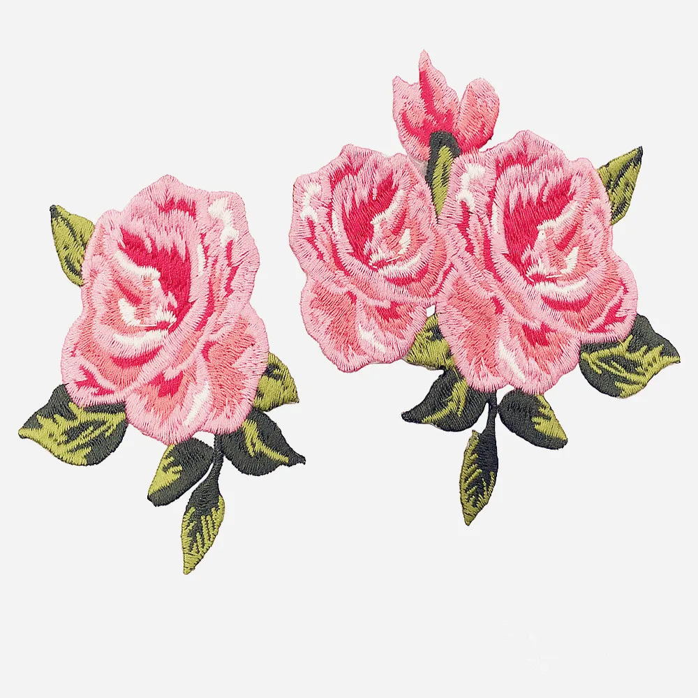 

Ethnic Water-Soluble Embroidery Pink Rose Applique Embroidered Patches DIY Cheongsam Accessories