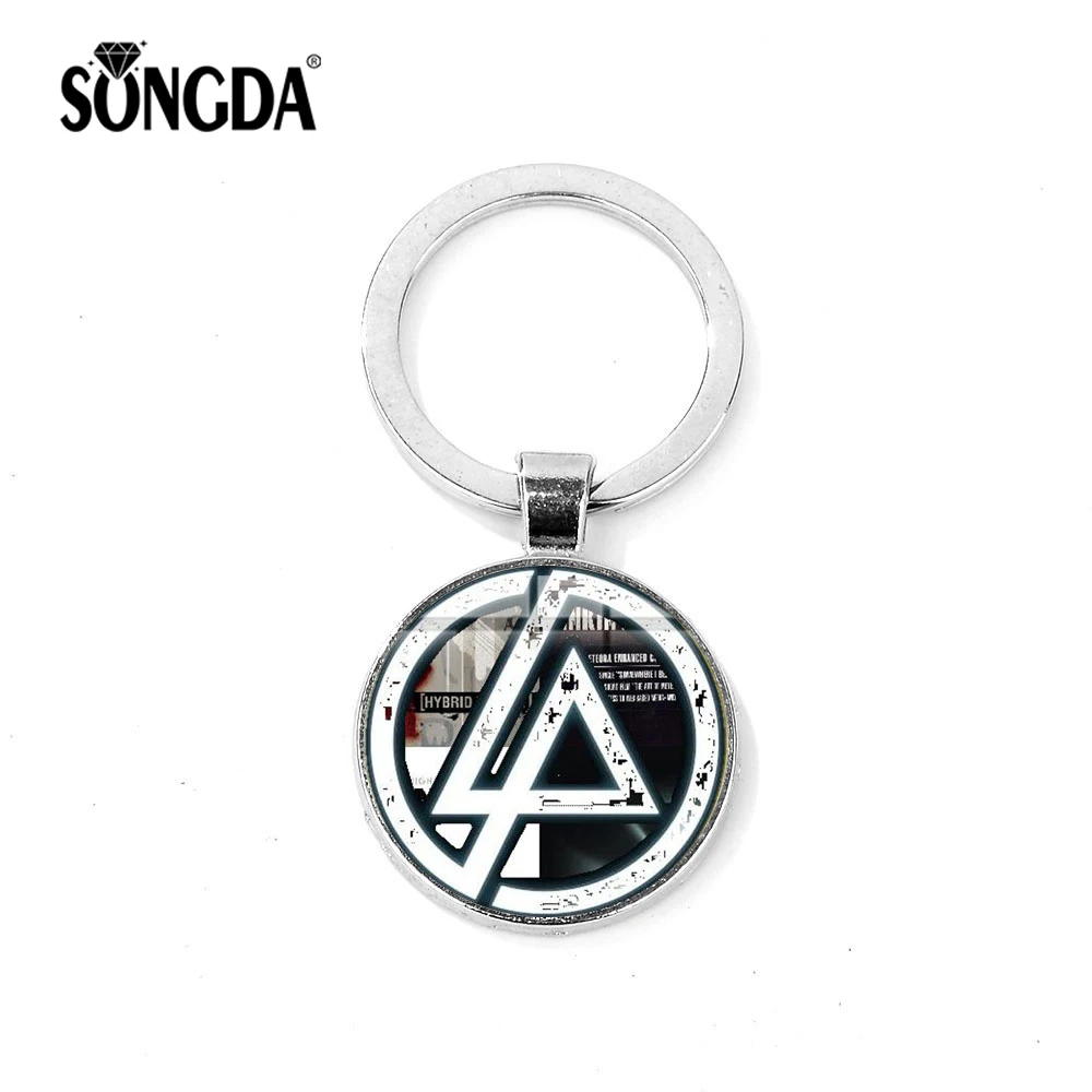 

SONGDA Rock Band Lincoln LINKIN Park Keychain Nostalgic Music Band Logo Glass Cabochon Pendant Metal Bag Car Key Chain Chaveiro
