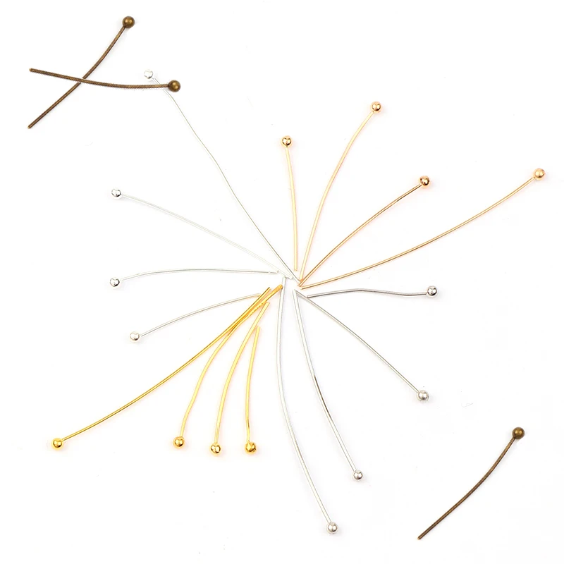 Murah Baru 20mm 26mm 30mm 40mm Rose Emas   Perak   Emas   Perunggu Antik   Putih K Bola Kepala Pins Temuan Perhiasan DIY Membuat Aksesoris