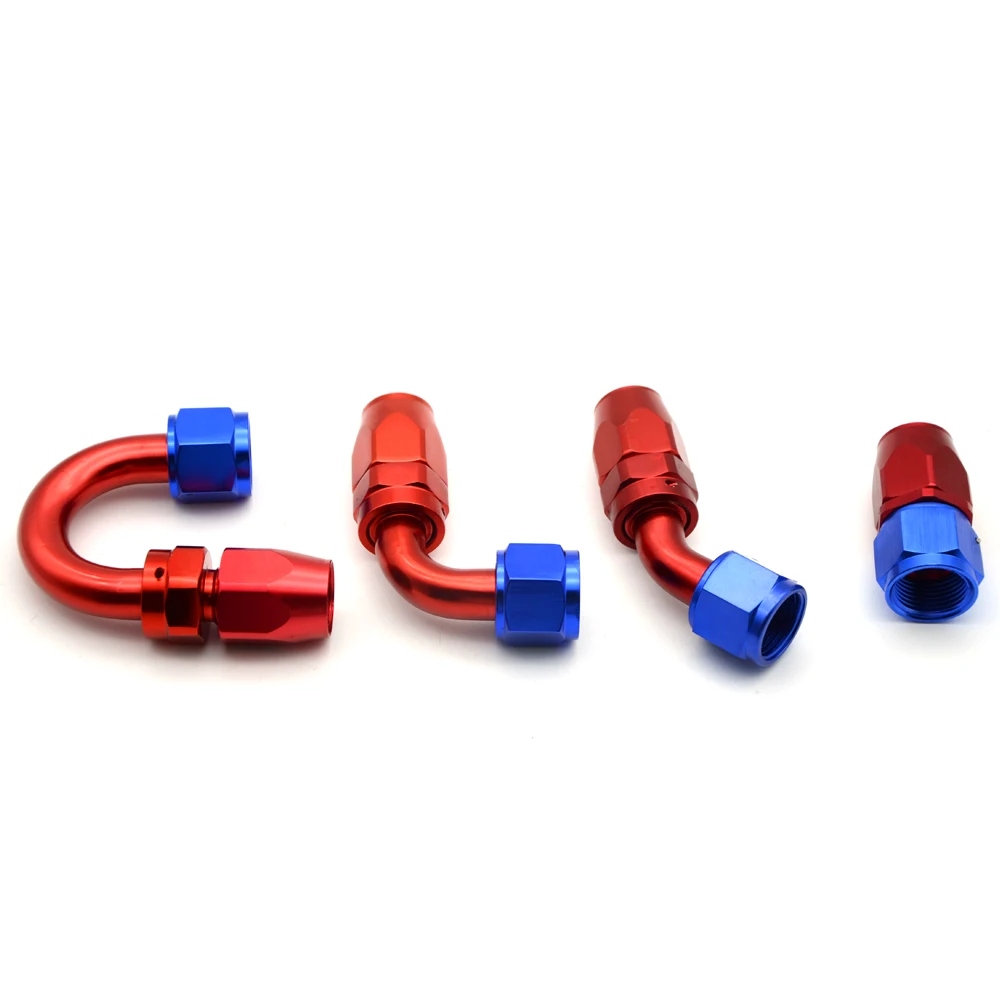 3AN PTFE Fuel Line Hose End Fitting for Teflon Hose,Black Aluminum 90 Degree Swivel Female