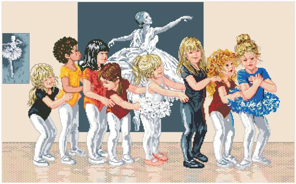 cs-2370 Cross Stitch Kit The Line Up Little Ballerina Ballerinas Ballet Dancer Dancing bucilla