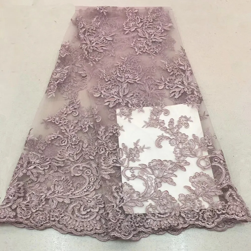 

2018 high quality nigerian french lace embroidered tulle lace fabric for wedding dress,Russia African lace fabric 5yards/lotF195