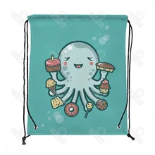 Зеленый милый осьминог любовь силиконовые формы для выпечки Dounts Печать Drawstring Рюкзак шоппинг дорожна Сумка Обувь подарок сумка mochilas feminina