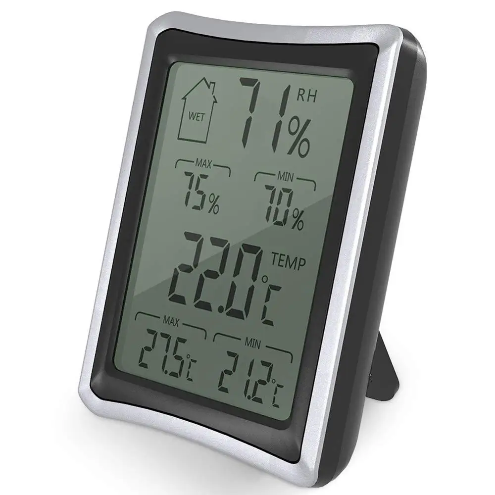 Термометр для измерения влажности в помещении цифровой гигрометр с подставкой и большим ЖК-дисплеем работает в цельсии и фаренгейте