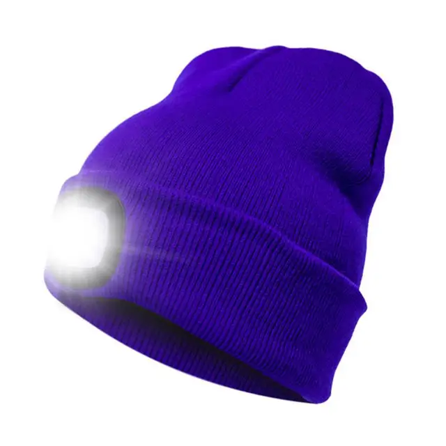 Autumn And Winter Warm Outdoor Lighted Knit Hat With LED Light