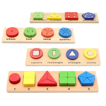 

Geometry Blocks Shape Matching Toy Suits Wooden Jointed Board Montessori Education Building Block Pairs Equal Point Baby Toy