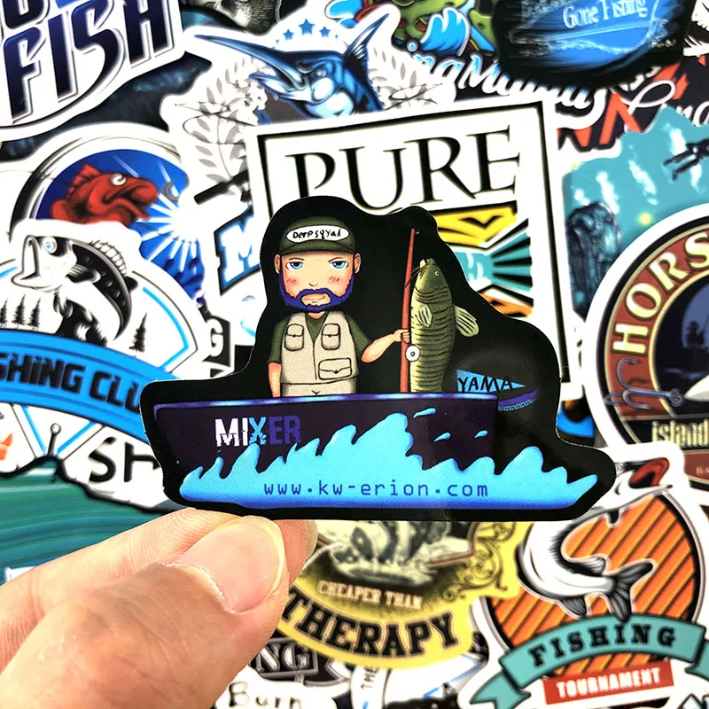 50 Pcs/pack Funny Fisherman Go Fishing Stickers For Refrigerator Suitcase Laptop Motorcycle Skateboard Creative Album Sticker
