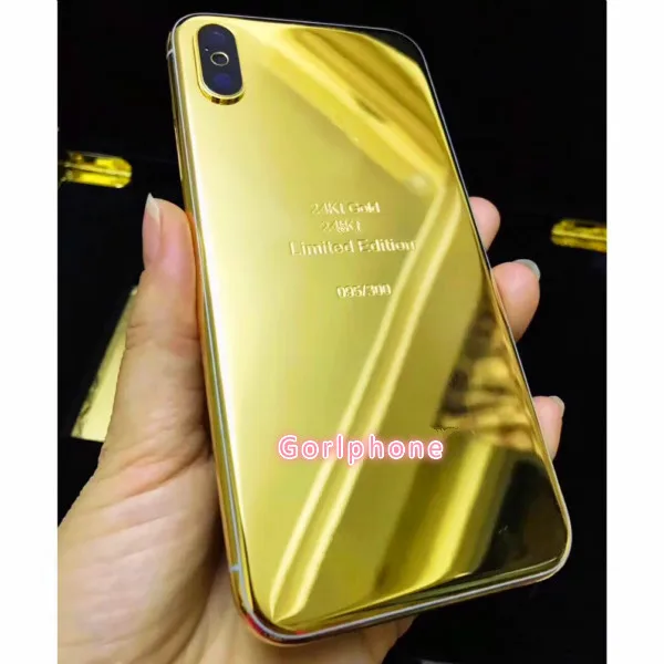 

Perfect Quality 24k Mirror Gold Chassis 24ct Gold Rear Door for iphone X Battery Door Housing Middle Frame with Logo+Buttons