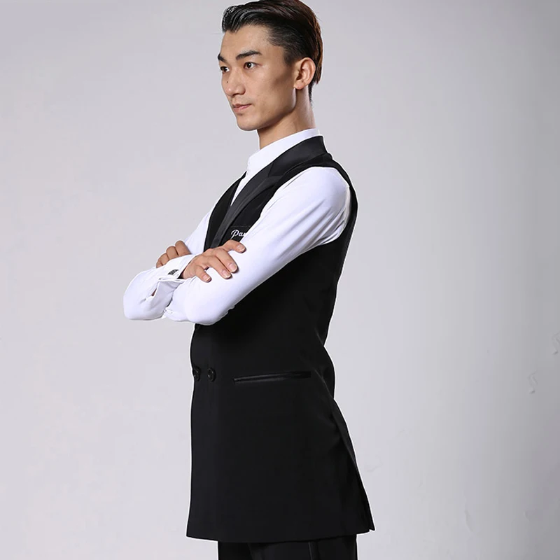Ballroom Latin Dance Shirts Men Black Long Veat Coat Male Waltz Flamengo Cha Cha Clothes Competition Performance Wear DNV11344