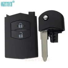 OkeyTech 2 Buttons Car Remote Flip Key Shell Cover Case For Mazda 2 3 5 6 RX8 MX5 CX6 Uncut Blade Replacement FOB Free Shipping