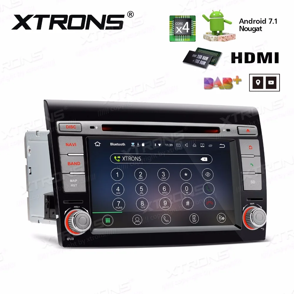 Excellent 2din 7" Quad-Core Android 7.1 Nougat OS Car DVD for Fiat Bravo (198) 2007 2008-2014 with 2GB RAM 16GB ROM & Multi-Window View 4
