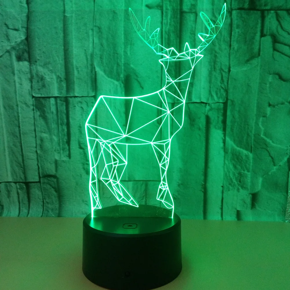 3d лампа с оленем красочная сенсорная светодиодная визуальная креативная