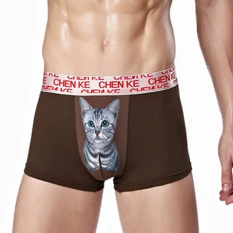 3 pcs/lot CHENKE365 Brand Meow Star Man Fashion Sexy Cat Printing Modal Male Boxer Underwear Wholesale Manufacturers Boxers 3