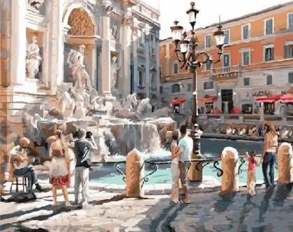 cioioil-X288 Rome Trevi Fountain DIY oil painting by numbers on canvas hand painted picture home decor