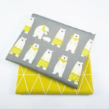 2 шт./лот, хлопковая ткань с рисунком медведя, саржевая ткань для рукоделия, шитья, материал для стеганых изделий, для детей, опционально 50x40 см