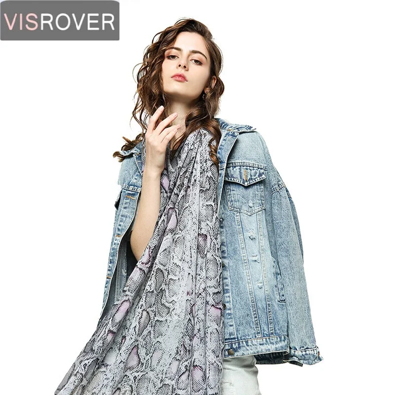 

VISROVER Summer Animal Print Scarf for Women Luxury Brand Shawl Wrap Pashmina Hijab Scarf Snake Print Ladies Leopard Scarfs